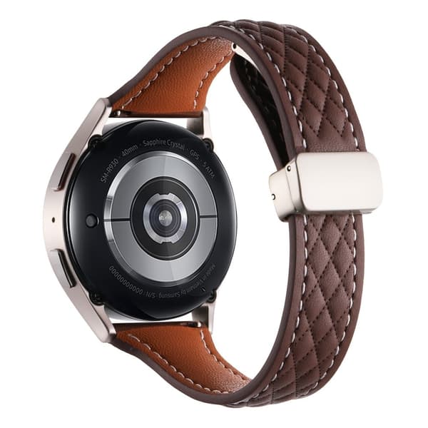 Samsung Galaxy Watch6 Classic / Watch6 Klockarmband 20mm Fällbart spänne Äkta koskinnarmband - Kaffe Brun