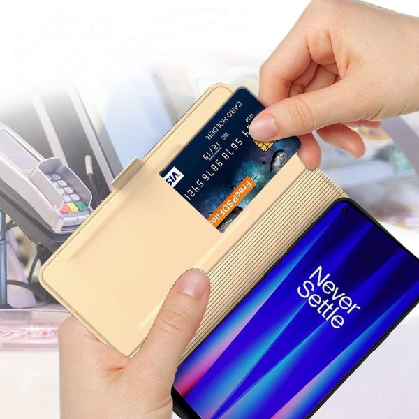 Smooth And Thin Premium Pu Nahkakotelo For OnePlus 8T - Kulta Gold