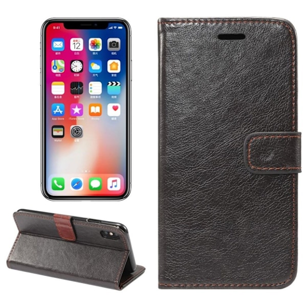 iPhone 9 Plus mobilfodral syntetläder silikon stående plånbok vildhäst - Svart Svart