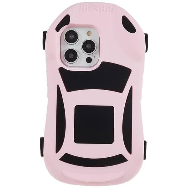 iPhone 14 Pro Max søtt silikondeksel i racerbilstil - Rosa Pink