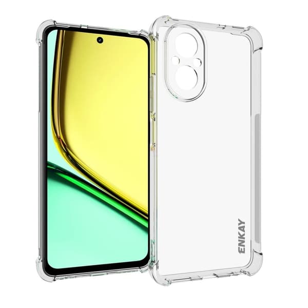 ENKAY klart fallsikkert etui for Realme C67 Transparent