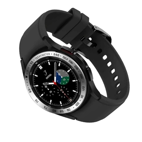 Samsung Galaxy Watch 4 Classic (42mm) tachymeter stil rustfrit stål bezel ring - Sølv / Sort Black