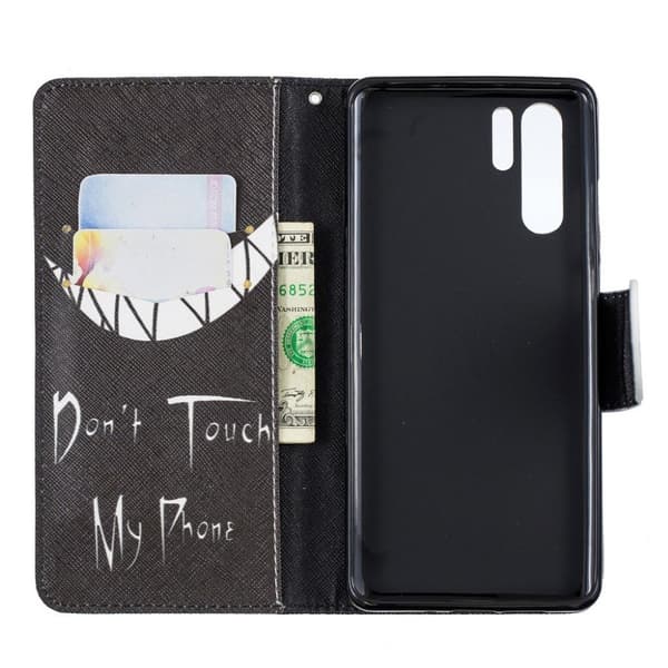 Huawei P30 Pro mønstret læder flip etui - Do Not Touch My Phone Multicolor