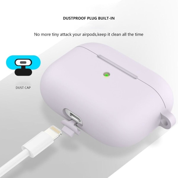 AirPods silicone case with carabiner - Lavender Purple