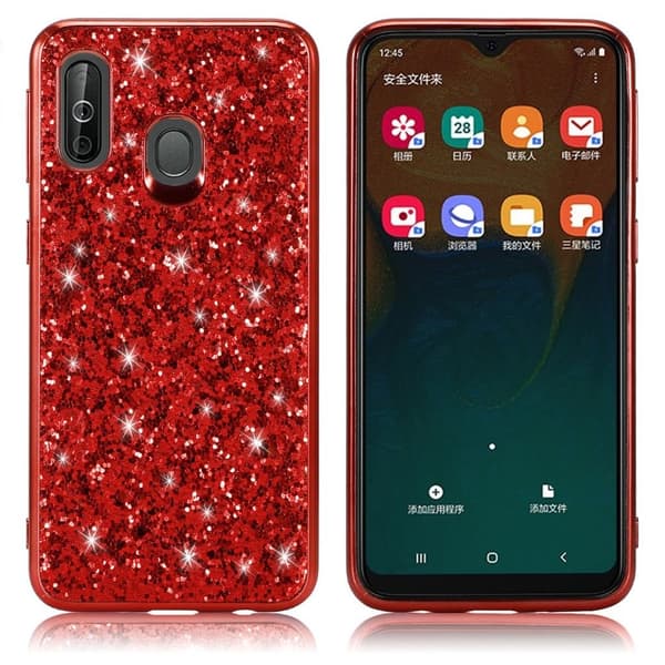 Glitter Samsung Galaxy A40 skal - Röd Röd
