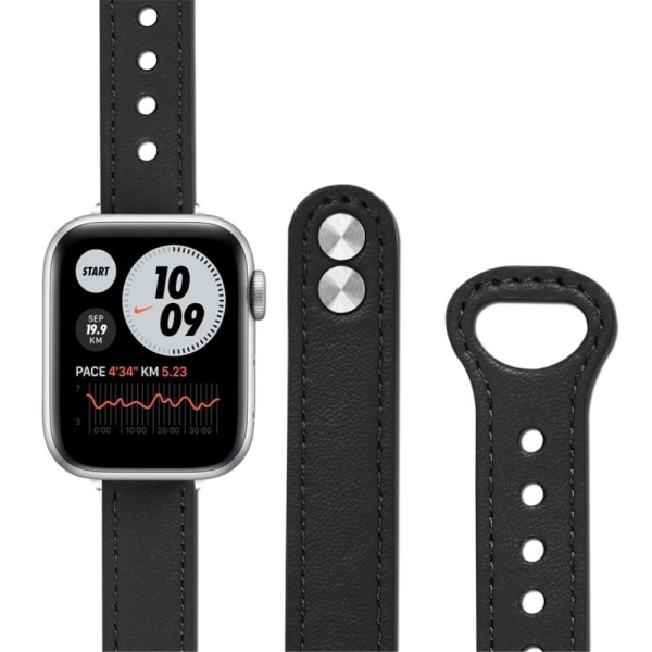 Apple Watch Series 8 (41mm) urrem i ægte okselæder - Sort Black