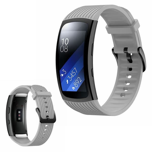Samsung Gear Fit2 Pro silikonikellon ranneke - Harmaa Koko: S Silver grey