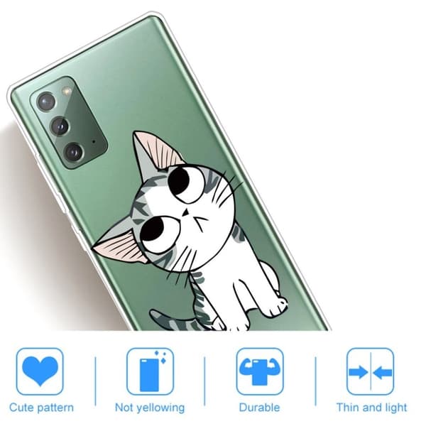 Deco Samsung Galaxy Note 20 kotelot - Söpö Kissa White