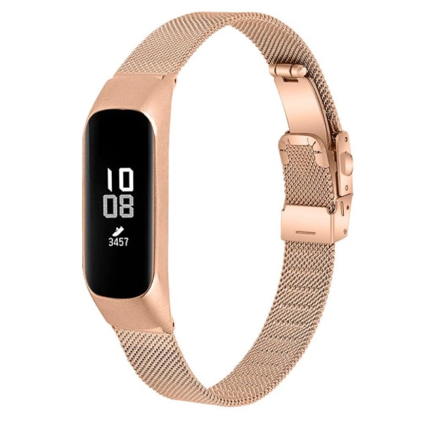 Samsung Galaxy Fit e ruostumattomasta teräksestä valmistettu ranneke kilpikonnasoljella - Ruusukulta Pink