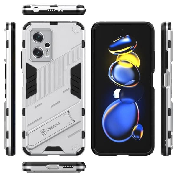 Shockproof Hybrid Deksel med A Modern Touch til Xiaomi Poco X4 Gt / Note 11t Pro / 11t Pro Plus - Sølv Silver grey