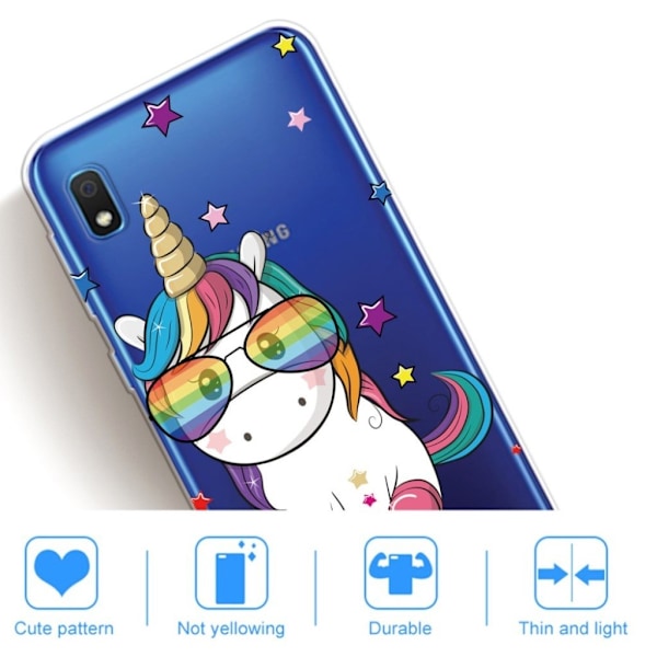 Deco Samsung Galaxy A10 skal - Enhörning Med Glasögon multifärg