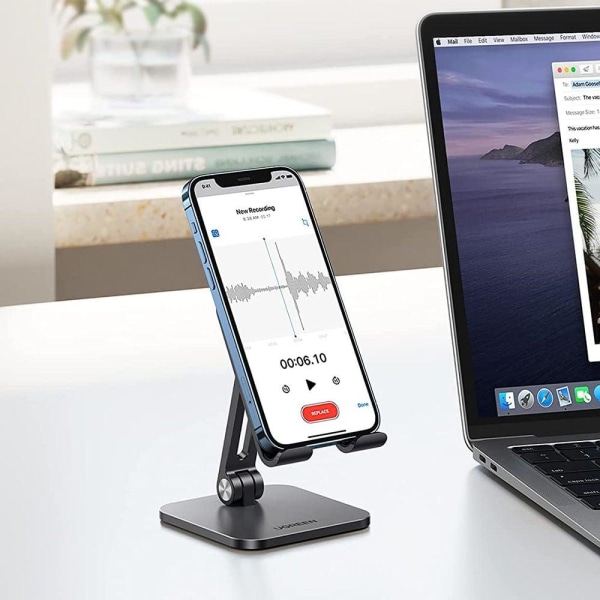 UGREEN Universal aluminum desktop phone and tablet holder Silvergrå