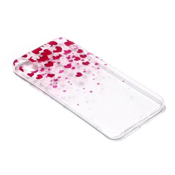 iPhone 9 Plus mobilskal silikon tryckmönster - Hjärta och blommo multifärg