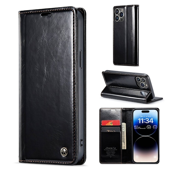CaseMe iPhone 14 Pro smooth etui - Sort Black