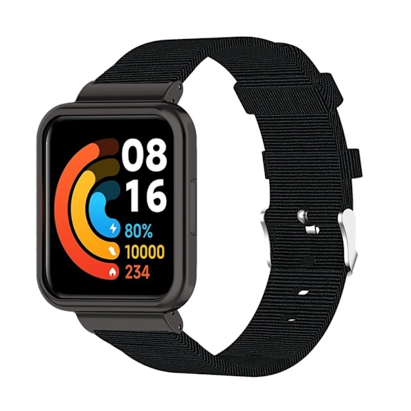 Xiaomi Redmi Watch 2 nylon åndbar urrem - Sort Blå Blue