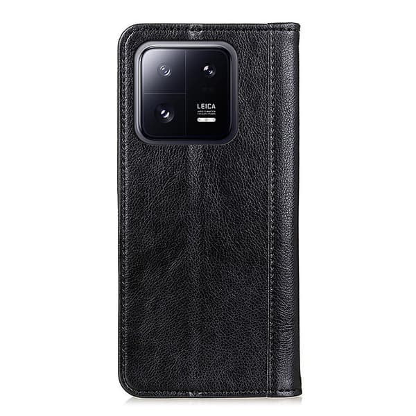 Xiaomi 13 Pro ægte læderetui med magnetisk lukning - Sort Black