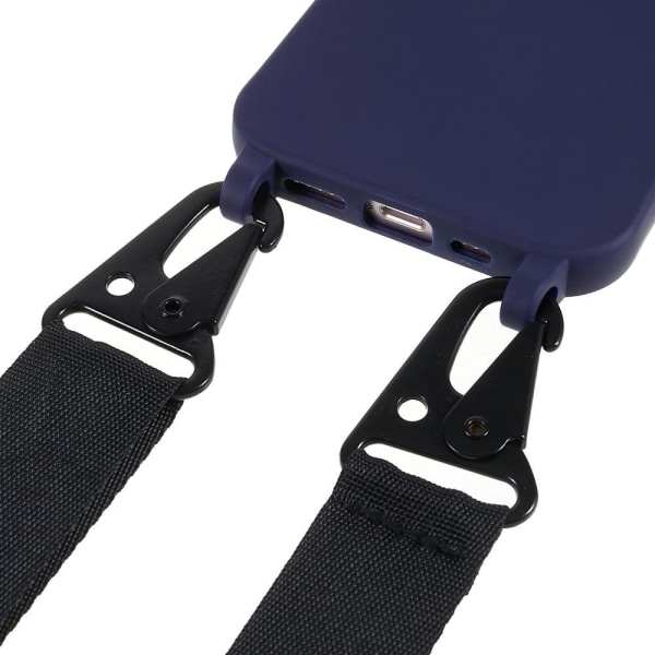 Ohut TPU-kotelo, jossa on mattapinta ja säädettävä hihna iPhone 12 / 12 Pro - Tummansininen Blue