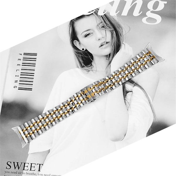7 pärlor klockarmband i rostfritt stål för Google Pixel Watch - Silver / Guld Guld