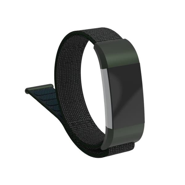 Fitbit Charge 2 erstatnings urrem i nylon med velkro lukkefunktion - Mørkegrøn Green
