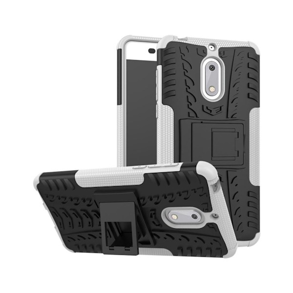 Nokia 6 Hybridcover med dæk motiv - Hvid White