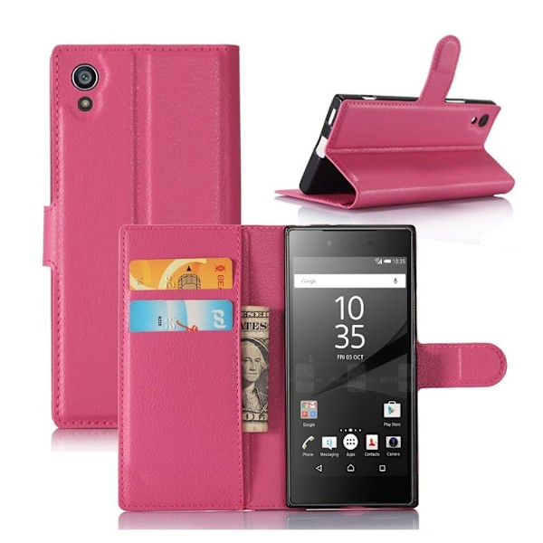 Sony Xperia XA1 stilfuldt læder-etui - Hot pink Pink
