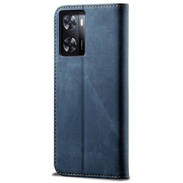 Jeans Realme og Oppo Phone Flippetui - Blå Blue