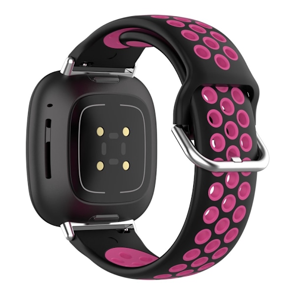 Fitbit Sense 2 / Versa 4 tofarvet silikone-urrem - Sort / Rose Pink