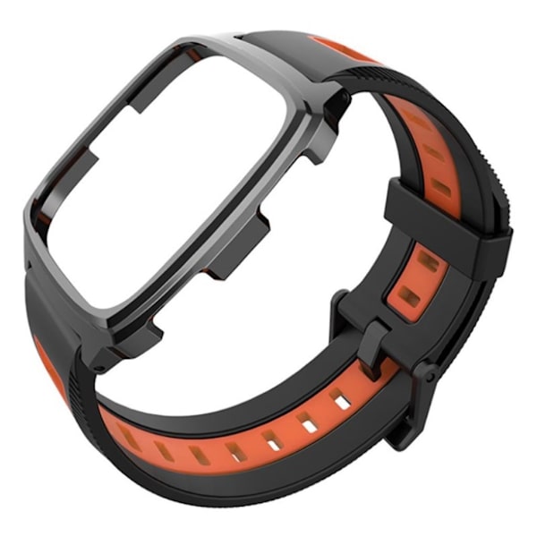 MIJOBS Fitbit Versa twill-tekstuurikellonauha - Musta / Oranssi Orange