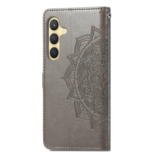 Mandala Samsung Galaxy S24 etui i lær - Grå Silver grey