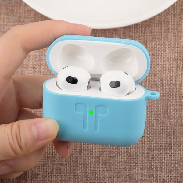 AirPods 3 design graverat silikonfodral med karbinhake - Blå Blå