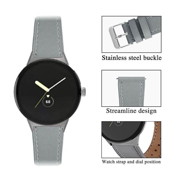 Google Pixel Watch aito nahkainen ranneke - Harmaa Silver grey