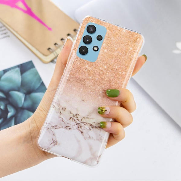 Marble Samsung Galaxy A32 5G Etui - Plomme / Hvit Klinkekule Multicolor