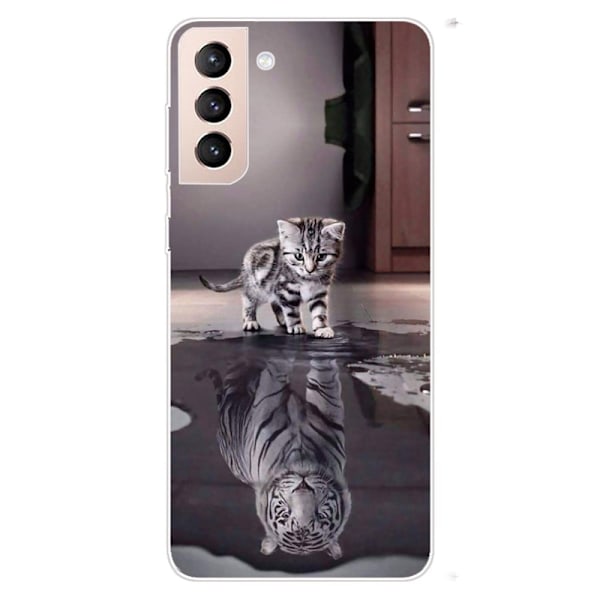 Deco Samsung Galaxy S22 Etui - Kat og Tiger Silver grey