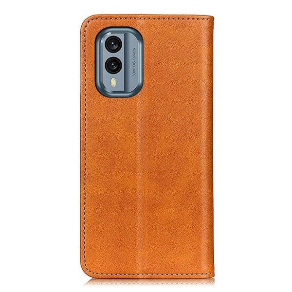 Flip Etui med Pung i Ægte Læder til Nokia X30 - Brun Brown