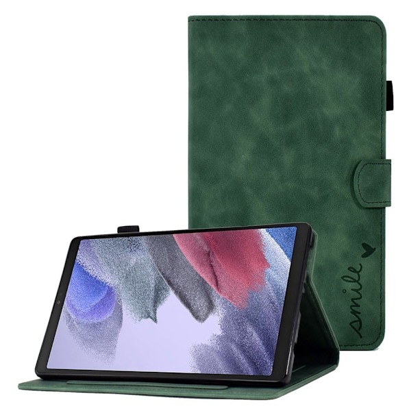 Samsung Galaxy Tab A7 Lite nahkakotelo, jossa on korttipaikat - Vihreä Green