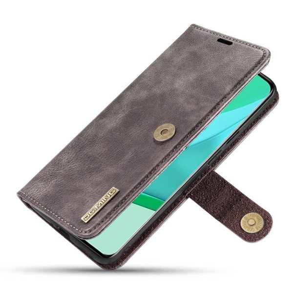 DG.MING OnePlus 9 Pro 2-in-1 Wallet Case - Grey Silver grey
