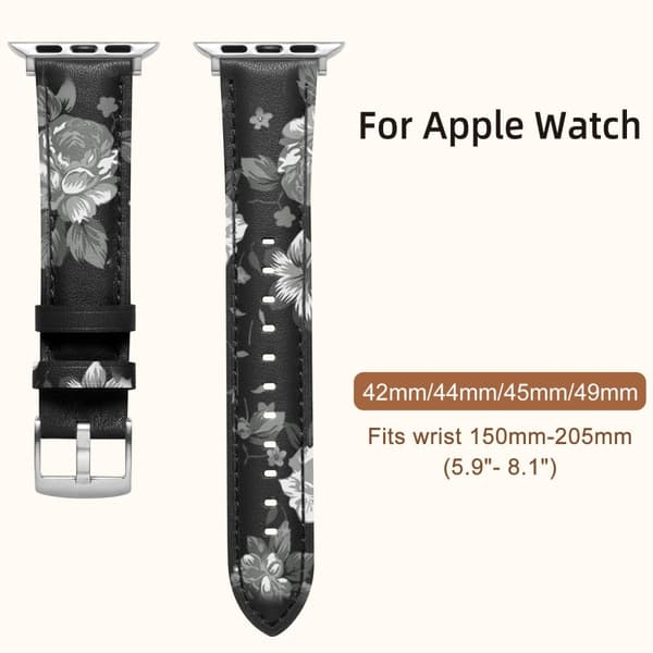 Läderarmband Apple Watch Series 10 46mm spetsigt svansband silverspänne - Grå Silvergrå