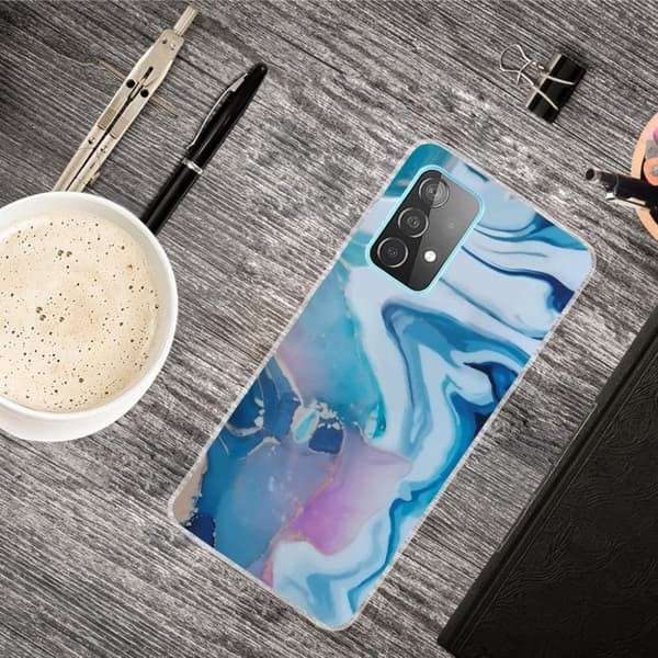Marmormotiv Samsung Galaxy A82 5G skal - Blått Stänk multifärg