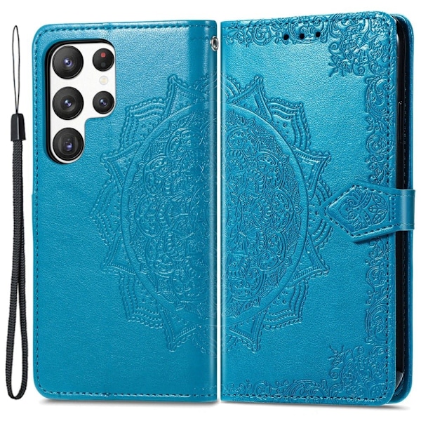 Mandala Samsung Galaxy S23 Ultra Flip Fodral - Blå Blå