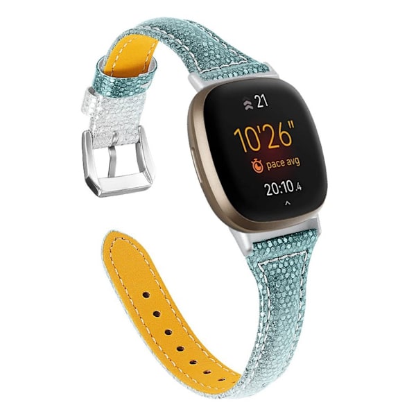 Fitbit Sense / Versa gradient ægte læder rem - grøn Green