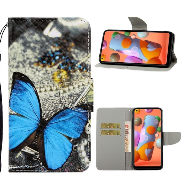 Wonderland Samsung Galaxy A21 kotelot - Sininen Perhonen Multicolor