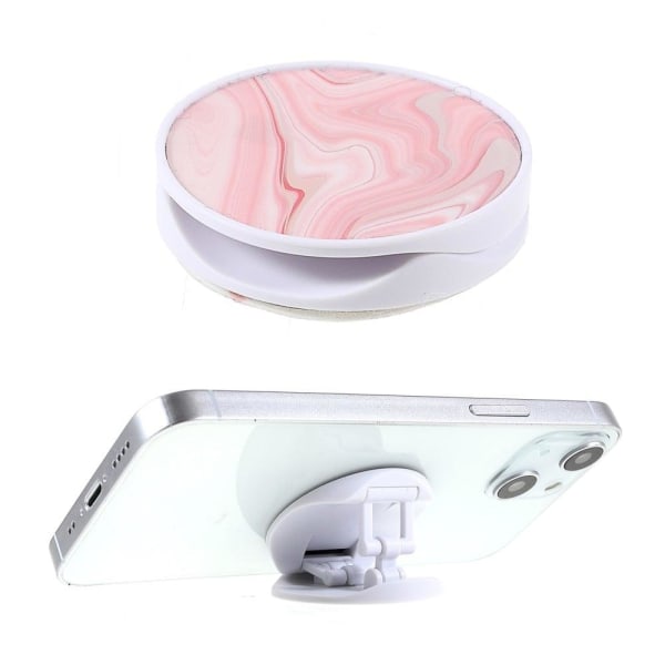 Universal round marble style foldable phone holder - Pink Marble Rosa
