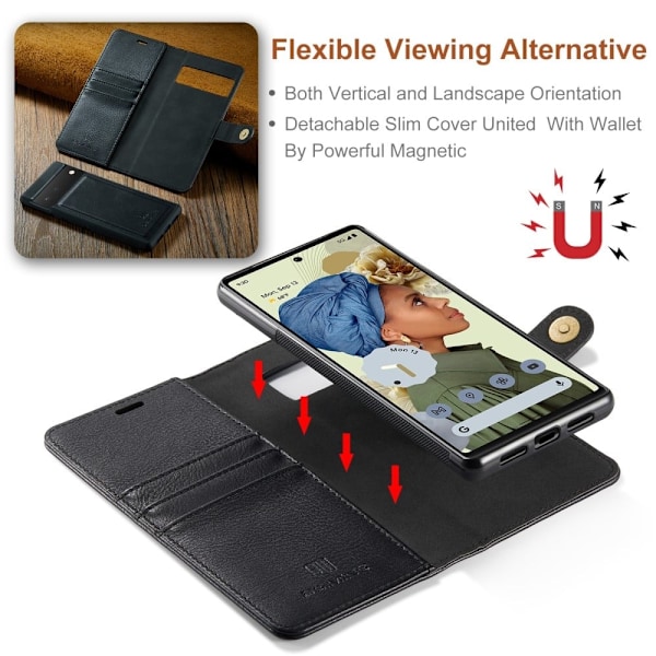 DG.Ming Google Pixel 6 Pro 2-in-1 Lompakko Suojakotelo - Musta Black