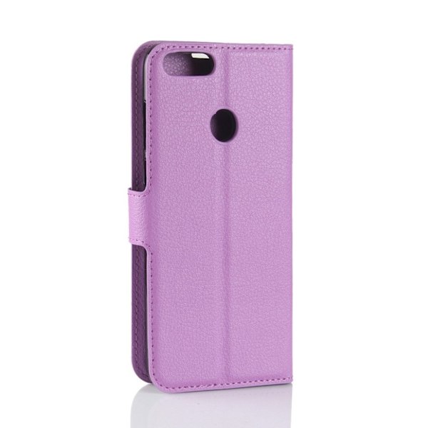 Huawei P Smart etui i læder med kortholder - Lilla Purple