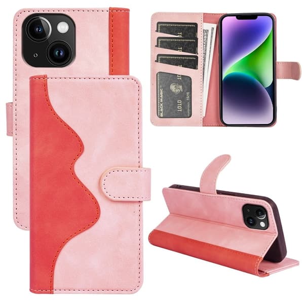 Tofarget lærdeksel for iPhone 15 Plus - Rosa Pink