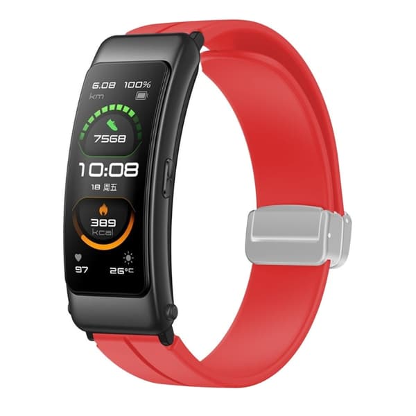 16mm silikonihihna hopeisella soljella Keep / Huawei / Timex kellolle - Punainen Red