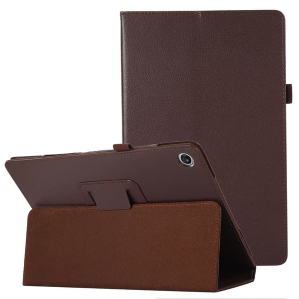 Sammenleggbart etui med Lichi-tekstur for Lenovo Tab M10 Plus (Gen 3) - Brun Brown