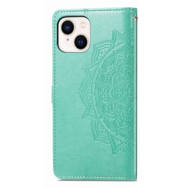 Mandala läder iPhone 14 Plus fodral - Grön Grön