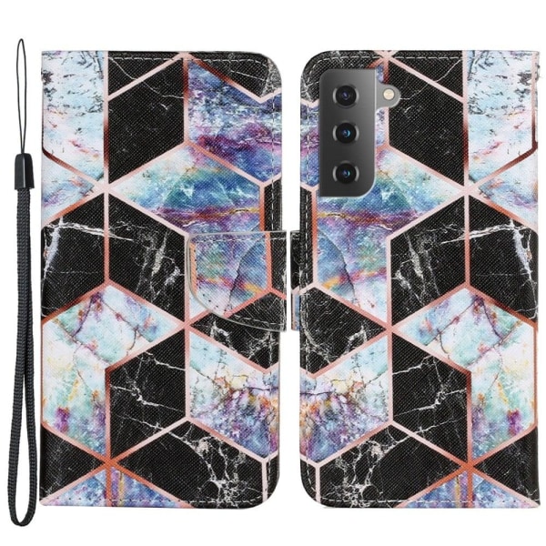 Wonderland Samsung Galaxy S22 Plus Flip Etui - Sort Marmor Mønster Black