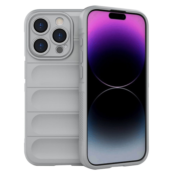 Mjukt greppformat iPhone 15 Pro Max skal - Silver/Grå Silvergrå